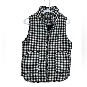 Bajee Black and White Gingham Puffer Vest 100% Cotton